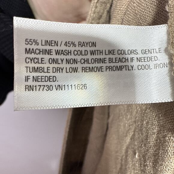 A New Day Pants Women’s Size 17 High Rise Straight Ankle Cargo Khaki Linen Blend - Picture 9 of 11